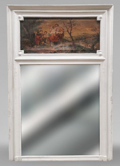 Small Louis XVI style trumeau with an oil on canva depicting a romantic scene-0