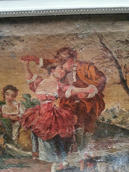 Small Louis XVI style trumeau with an oil on canva depicting a romantic scene-4