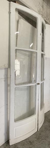 Curved double door in painted wood with panes-2