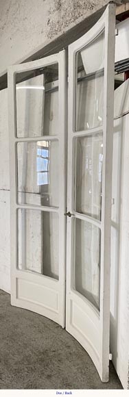 Curved double door in painted wood with panes-8