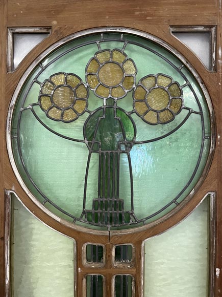 Small Door In Wood And Stained Glass Art Deco Style th Century Doors