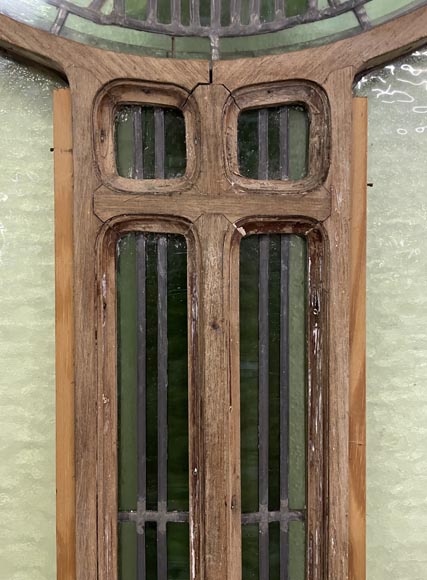 Small door in wood and stained glass, Art Deco style, 20th century-6