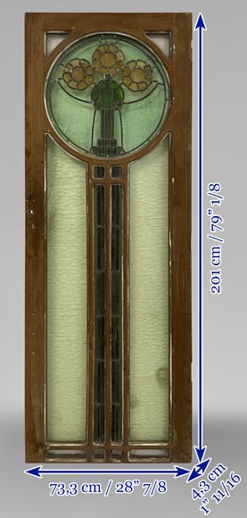 Small door in wood and stained glass, Art Deco style, 20th century-7