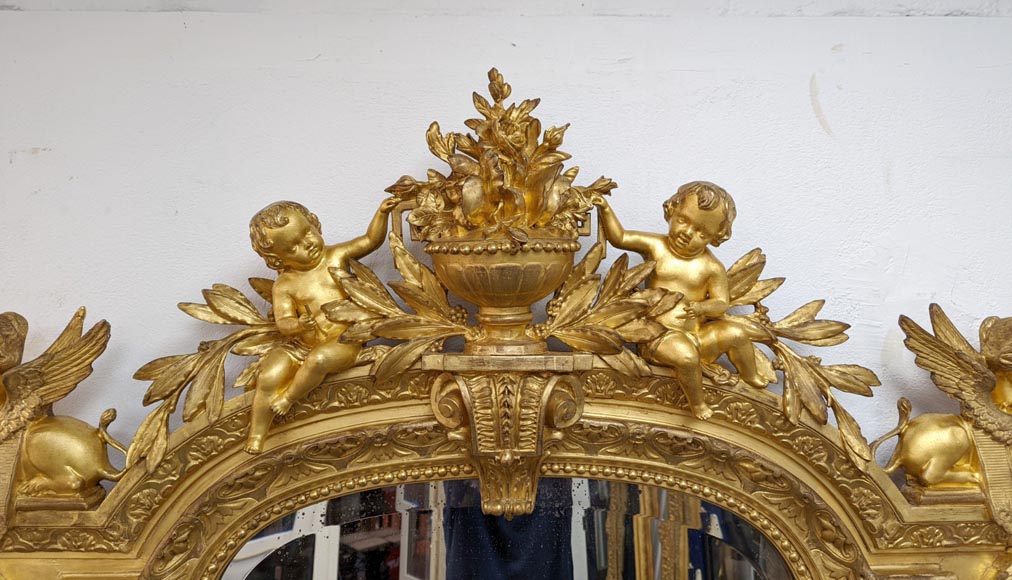 Exceptional Napoleon III trumeau with putti and sphinges-1