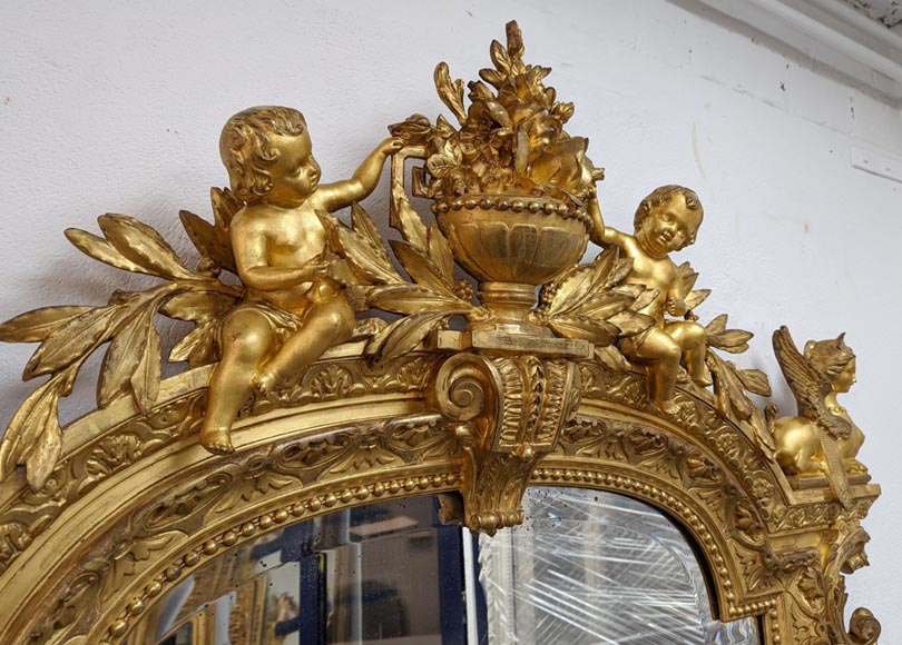Exceptional Napoleon III trumeau with putti and sphinges-2