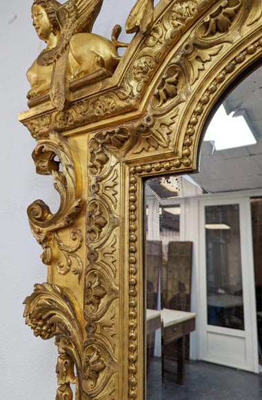 Exceptional Napoleon III trumeau with putti and sphinges-4