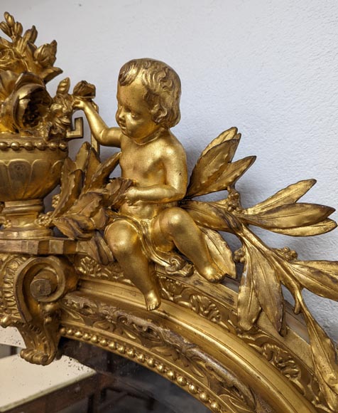 Exceptional Napoleon III trumeau with putti and sphinges-7