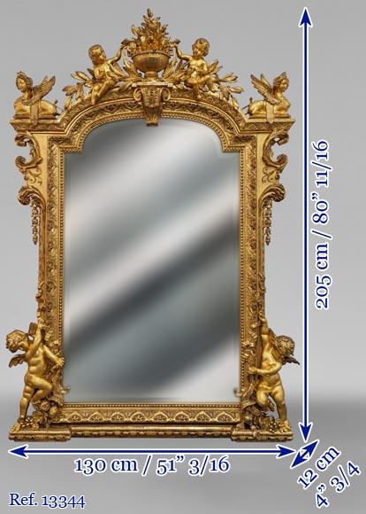 Exceptional Napoleon III trumeau with putti and sphinges-12