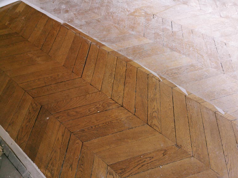 Lot of 19 m² of antique Point de Hongrie oak parquet flooring-2