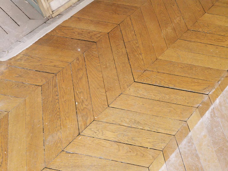 Lot of 19 m² of antique Point de Hongrie oak parquet flooring-3