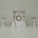 Set clock in Carrara marble taking the shape of a mantel