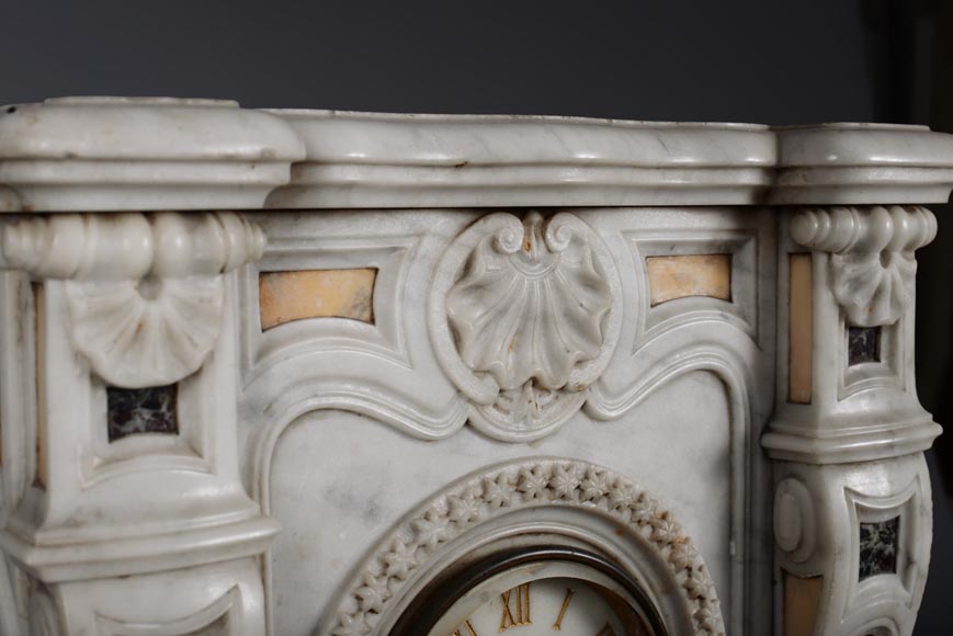 Set clock in Carrara marble taking the shape of a mantel-3
