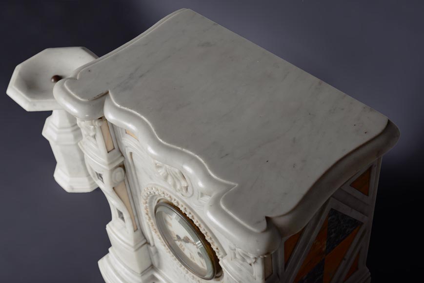 Set clock in Carrara marble taking the shape of a mantel-5