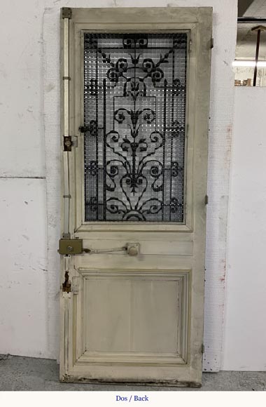 Oak front door with glass opening and wrought iron, 20th century-5