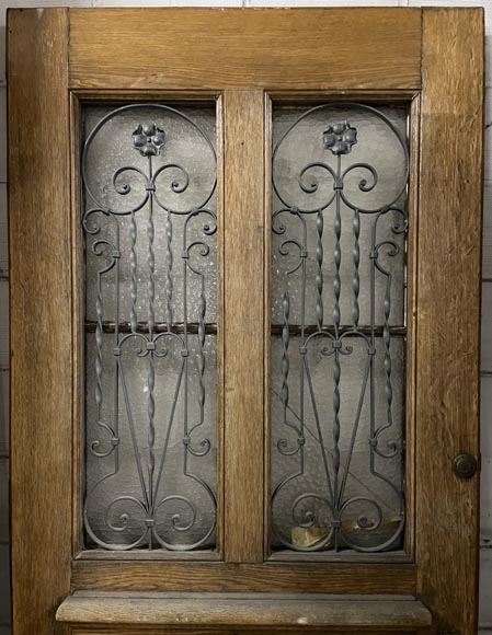 Antique front door in oak and ironwork-1