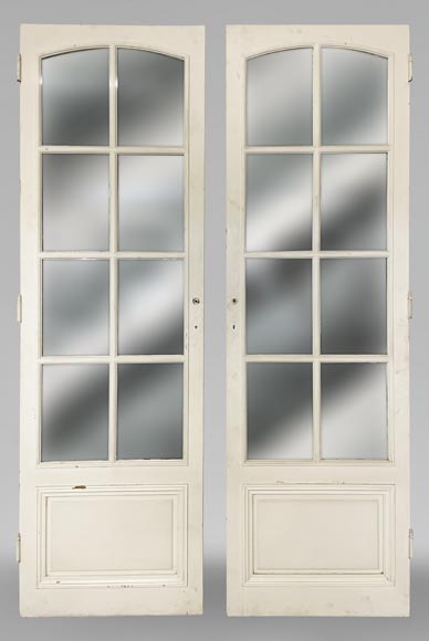 Pair of simple doors with a mirror on one side-0