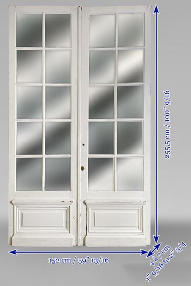 Double door in wood painted in white with mirror-9