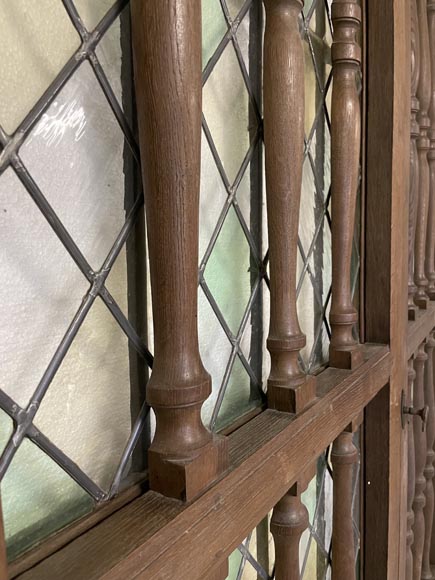 Double door in oak and stained glass, 20th century-7