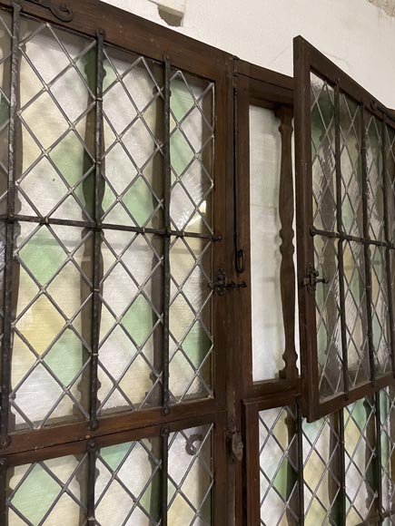 Double door in oak and stained glass, 20th century-12