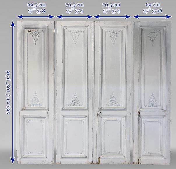 Set of antique Louis XV style double door and two doors-16