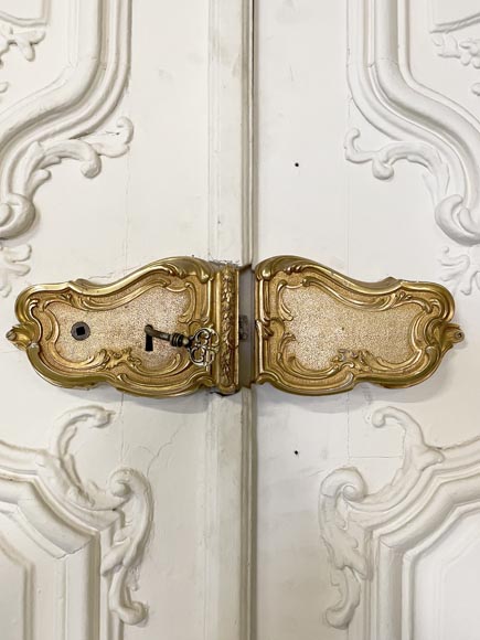 Pair of Louis XV style double doors in painted wood-2