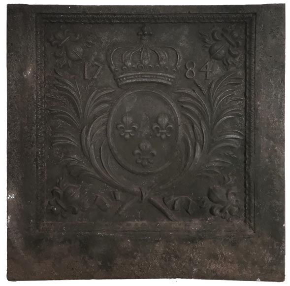 Cast iron fireback with the coat of arms of France-0