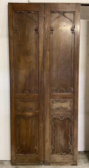 Pair of double oak doors with an Oriental inspiration-1