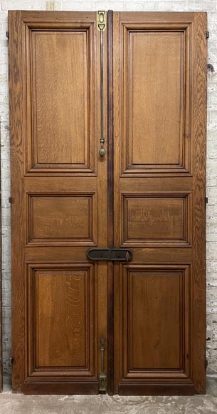 Pair of two large doors in oak with panel decoration-3