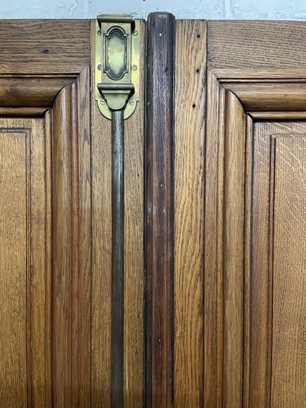 Pair of two large doors in oak with panel decoration-4