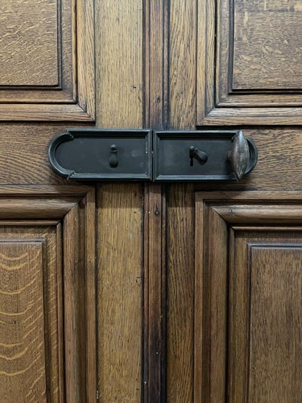 Pair of two large doors in oak with panel decoration-8