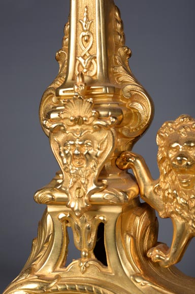 Beautiful fire fender in the Napoleon III style with lions-3