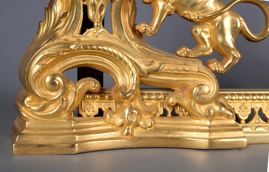 Beautiful fire fender in the Napoleon III style with lions-5