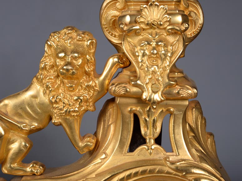 Beautiful fire fender in the Napoleon III style with lions-7