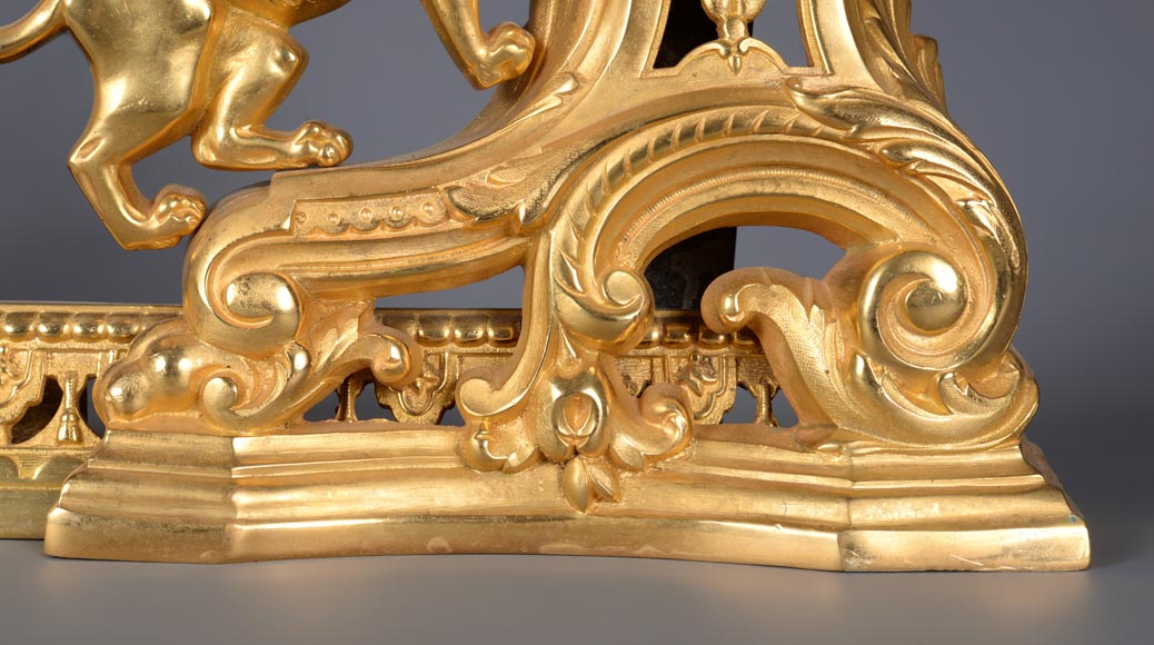 Beautiful fire fender in the Napoleon III style with lions-8