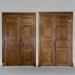 Pair of large Napoleon III doors in oak with their frame