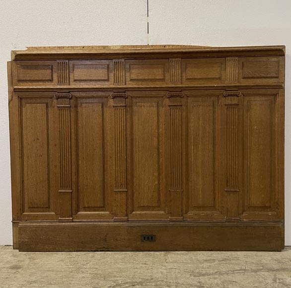 Series of about 10 linear meters of paneled room's bases in oak with Ionic capitals-2