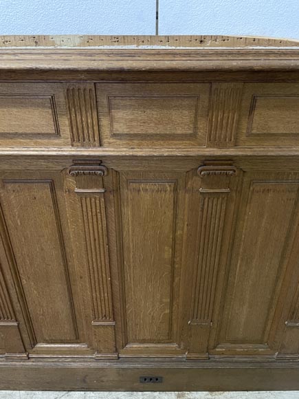 Series of about 10 linear meters of paneled room's bases in oak with Ionic capitals-7