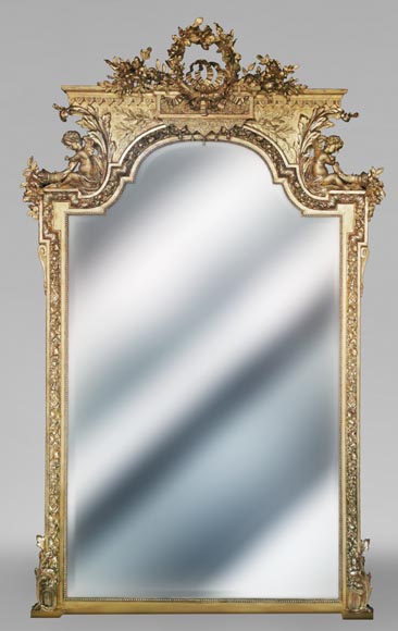 Important Napoleon III trumeau with a rich decoration composed of putti-0