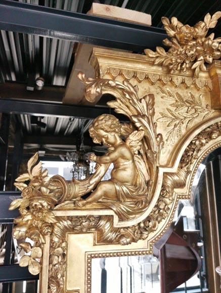 Important Napoleon III trumeau with a rich decoration composed of putti-2