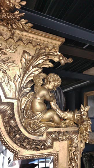 Important Napoleon III trumeau with a rich decoration composed of putti-3