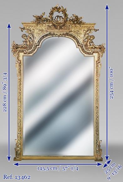 Important Napoleon III trumeau with a rich decoration composed of putti-8