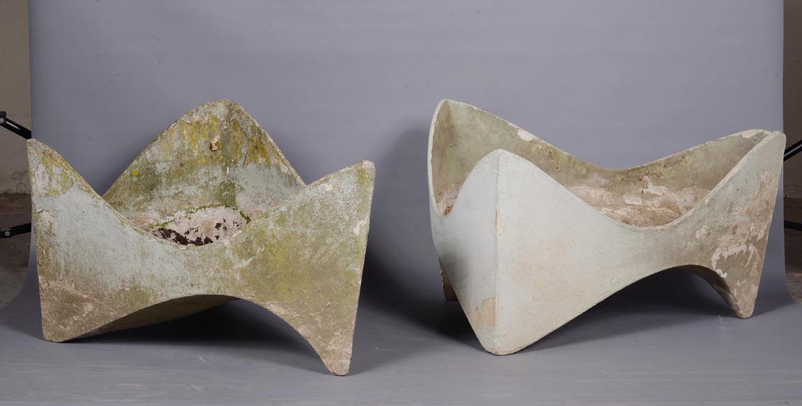 Willy Guhl, Rare pair of tooth planters, circa 1954-1