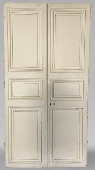 Batch of three double doors in painted wood-1