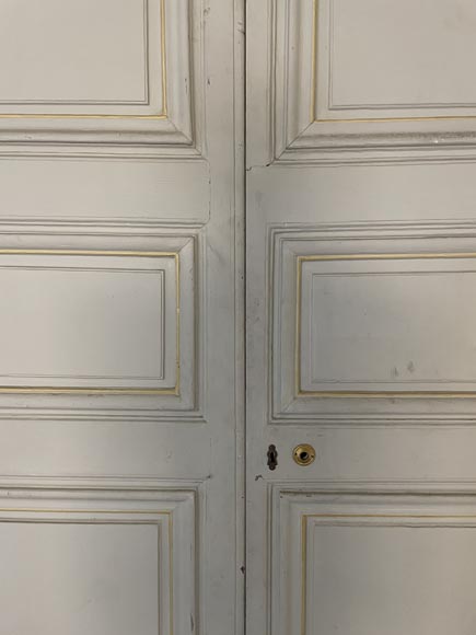 Batch of three double doors in painted wood-3