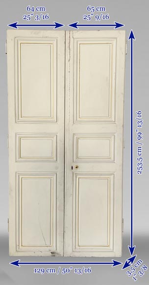 Batch of three double doors in painted wood-21