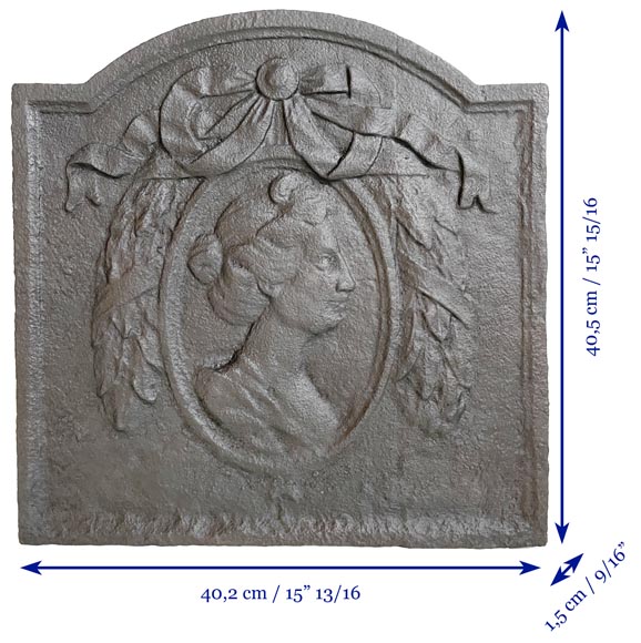 Louis XVI style fireback with a woman profile-7