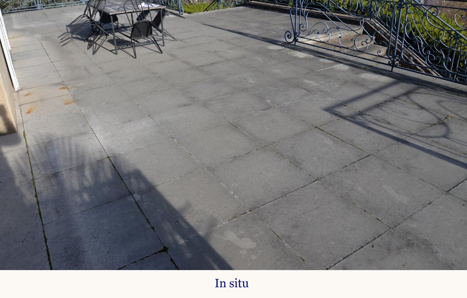 Batch of about 48 m² of flooring composed of large paving stones-7