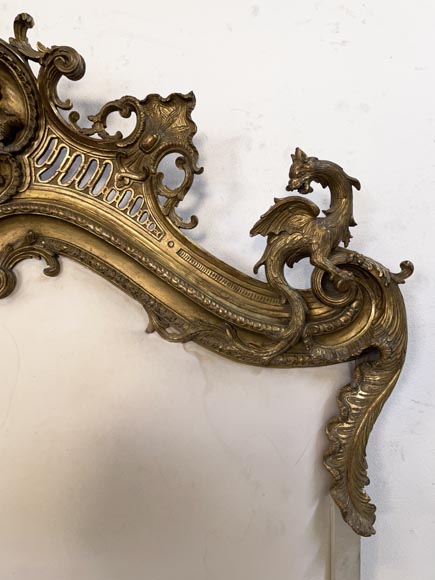 Gilt and sculpted wood bed with a very rich Rococo decoration and dragons coming from Marlène Dietrich's Parisian appartment-7