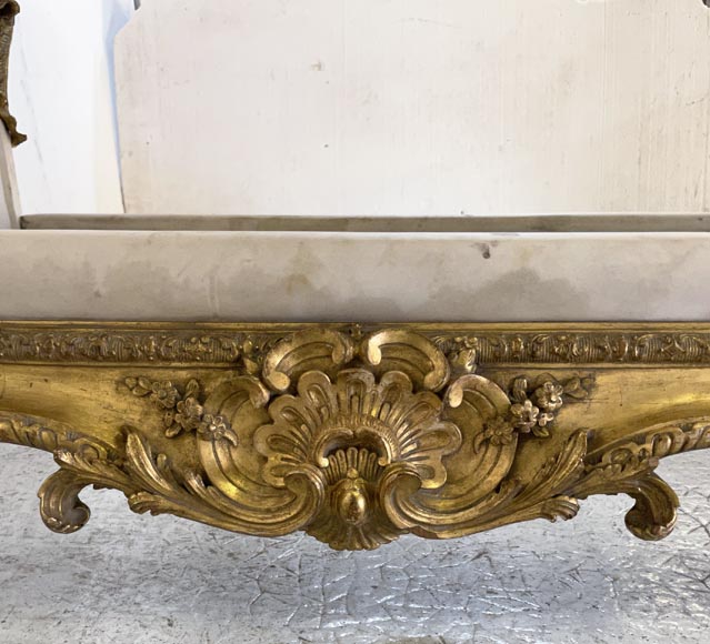 Gilt and sculpted wood bed with a very rich Rococo decoration and dragons coming from Marlène Dietrich's Parisian appartment-11