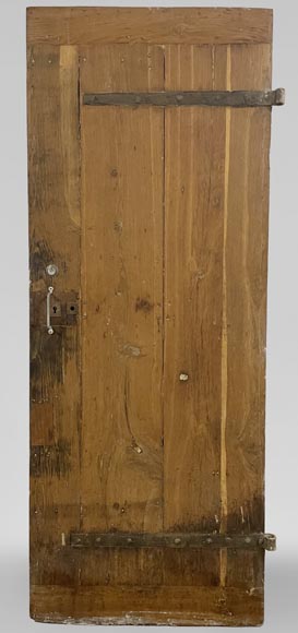 Antique oak simple door with metal hinge-0